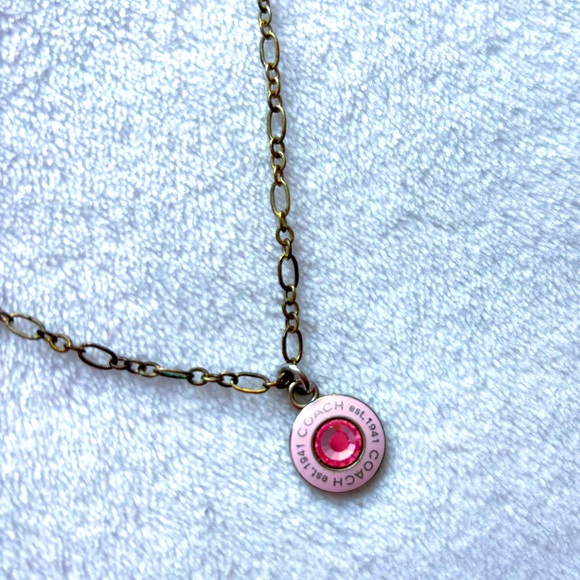 ✨RARE VINTAGE COACH NECKLACE 925 STERLING SILVER PINK ENAMEL STUNNING ✨ - Picture 1 of 4